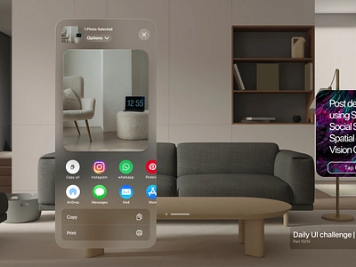 Social share | Vision OS | Spatial Design dailyui glass socialshare spatialdesgin visionos