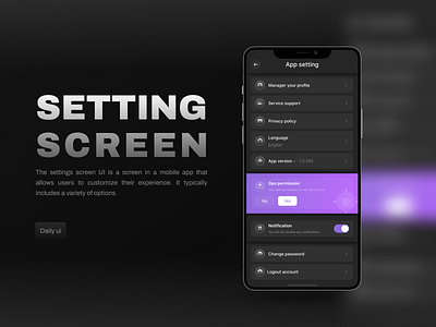 App setting screen - Concept branding graphic design ui
