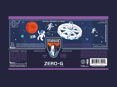Zero-G Beer label astronaut beer beer label branding brewing craft beer design earth graphic design icon illustration mars mocup nasa rocket space space station space x stars vector
