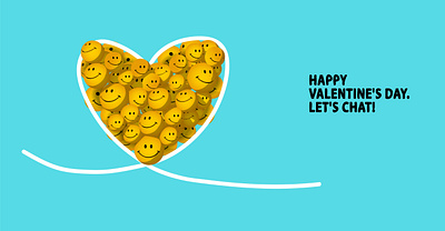 A heart for Valentine's Day greetings made up of yellow emoticon graphic