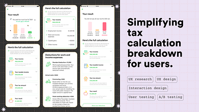 Simplifying tax calculation breakdown for users interaction design product design ux design ux research visual design