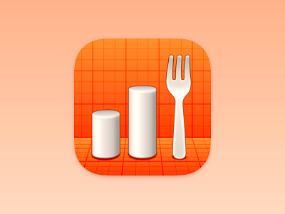 FoodNoms App Icon 3d app app icon chart fork icon icons ios madewithsketch