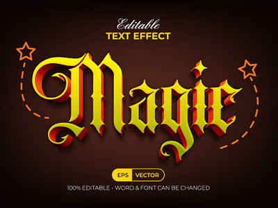 Magic 3D Text Effect Style 3d design editable effect font halloween lettering modern style text type typeface typography vector yellow