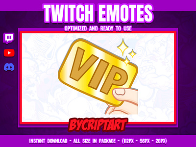 VIP Twitch Emote / Discord / Emote Subs / Subscribers / Stream cheers discord followers stream streamer subscribers twitch twitch emote vip card vip emote youtuber