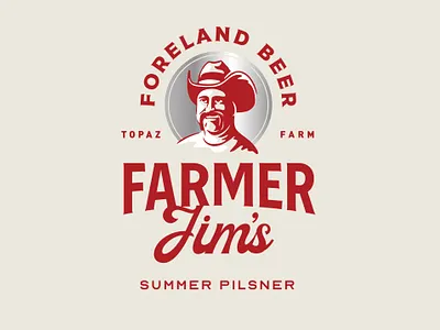 Farmer Jim beer beer label branding face farm farmer farming head illustration inking lettering lockup logo packaging retro summer throwback typography vintage wordmark