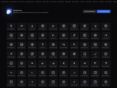MynaUI Icons Landing Page icon icon pack icons