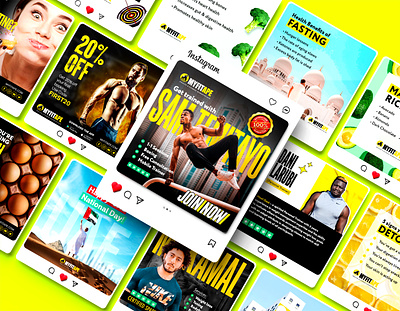 Health and Fitness Social Media Posts graphic design health and fitness instagram feed instagram template posts social media management social media marketing social media posts