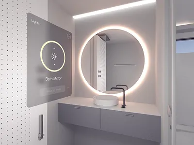 Mixed reality bath smart control light UI/UX interface animation 3d animation app ar cg design experience hmi interaction interface mixed reality motion motion graphics ovea ui ux vision pro vr