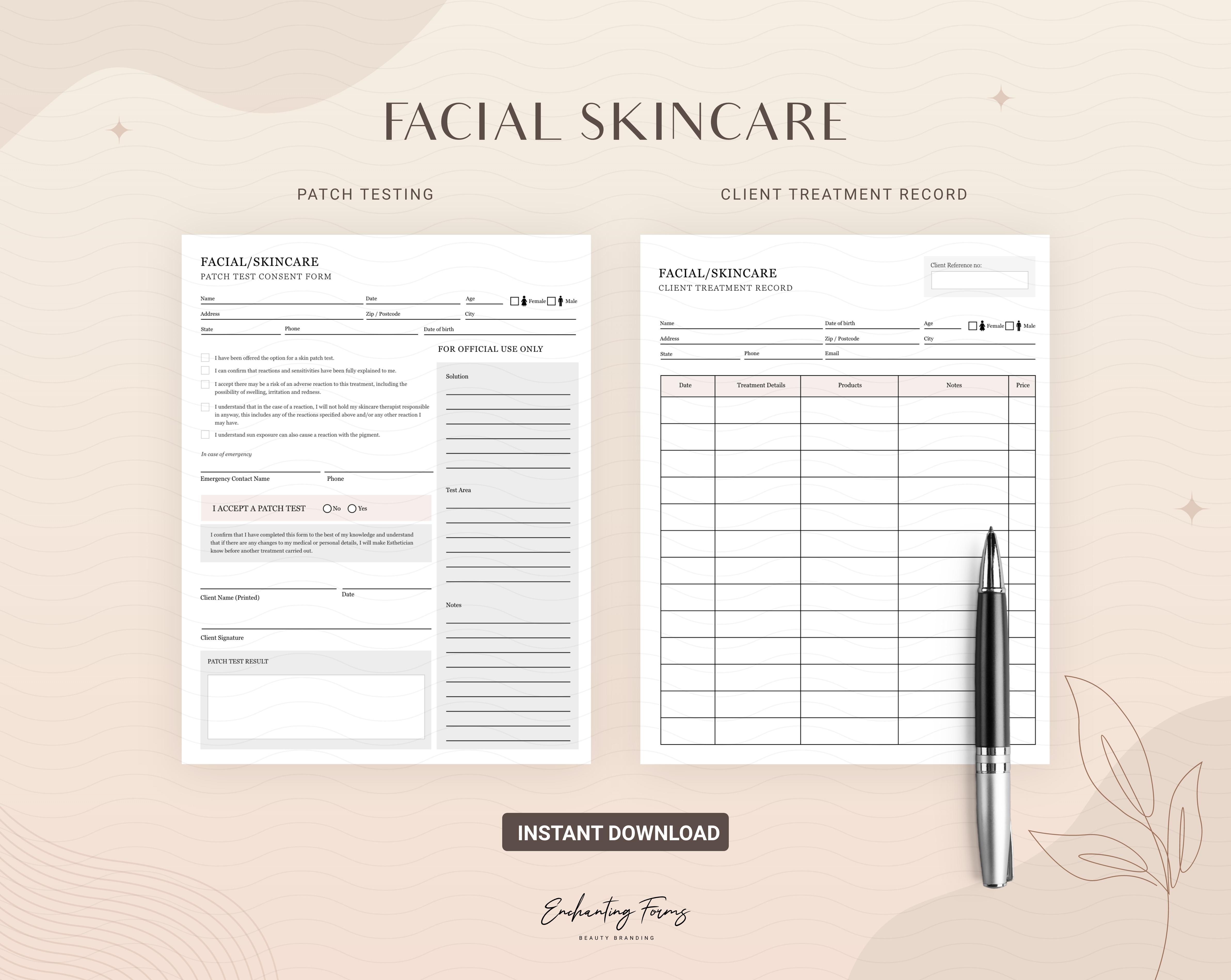 Patch Testing and Client Treatment Forms allergy testung client forms for skincare beauty professional patch testing skin sensitivity assesment