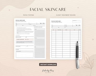 Patch Testing and Client Treatment Forms allergy testung client forms for skincare beauty professional patch testing skin sensitivity assesment