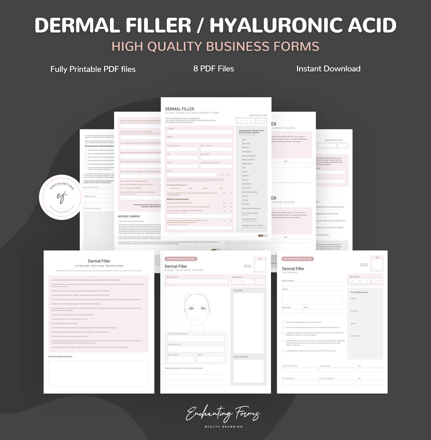 Dermal Filler Forms aftercare instruction client treatment record dermal filler consent forms dermal filler forms patch testing
