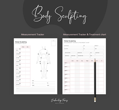 Body Sculpting Measurement Tracker Sheet body treatment tracking clients progress form fitness progress transformation progress tracking