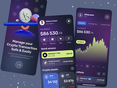 Crypto Wallet App v5 app banking binance crypto wallet cryptocurrency defi digital banking finance fintech minimal design mobile app mobile app design mobile banking ui ui ux design user interface ux wallet wallet app