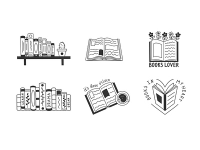 Set of doodle icons related to reading adobe illustrator book design digital art doodle doodle icons graphic design hand drawn icons icon icons set illustration reading sticker vector vector icons vector illustration