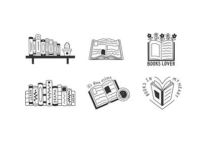 Set of doodle icons related to reading adobe illustrator book design digital art doodle doodle icons graphic design hand drawn icons icon icons set illustration reading sticker vector vector icons vector illustration