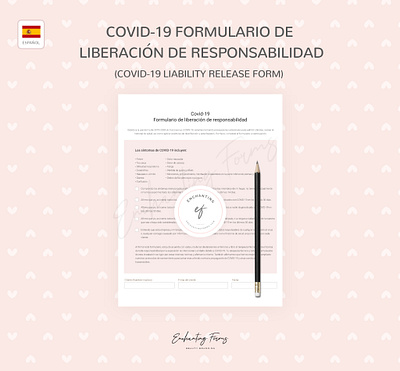 Covid-19 Formulario español de exención 🇪🇸 beauty forms covid beauty form covid form covid liability covid waiver form covid19 release medical form spanish covid form