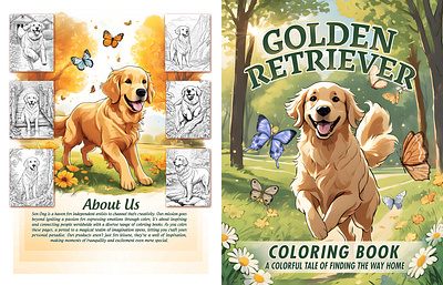 Golden Retriever Coloring Book For Adults canva coloring book graphic design illustration kdp