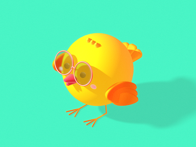 3D Chick 3d branding chicken cute flat glasses icon illustration logo minimal model vector