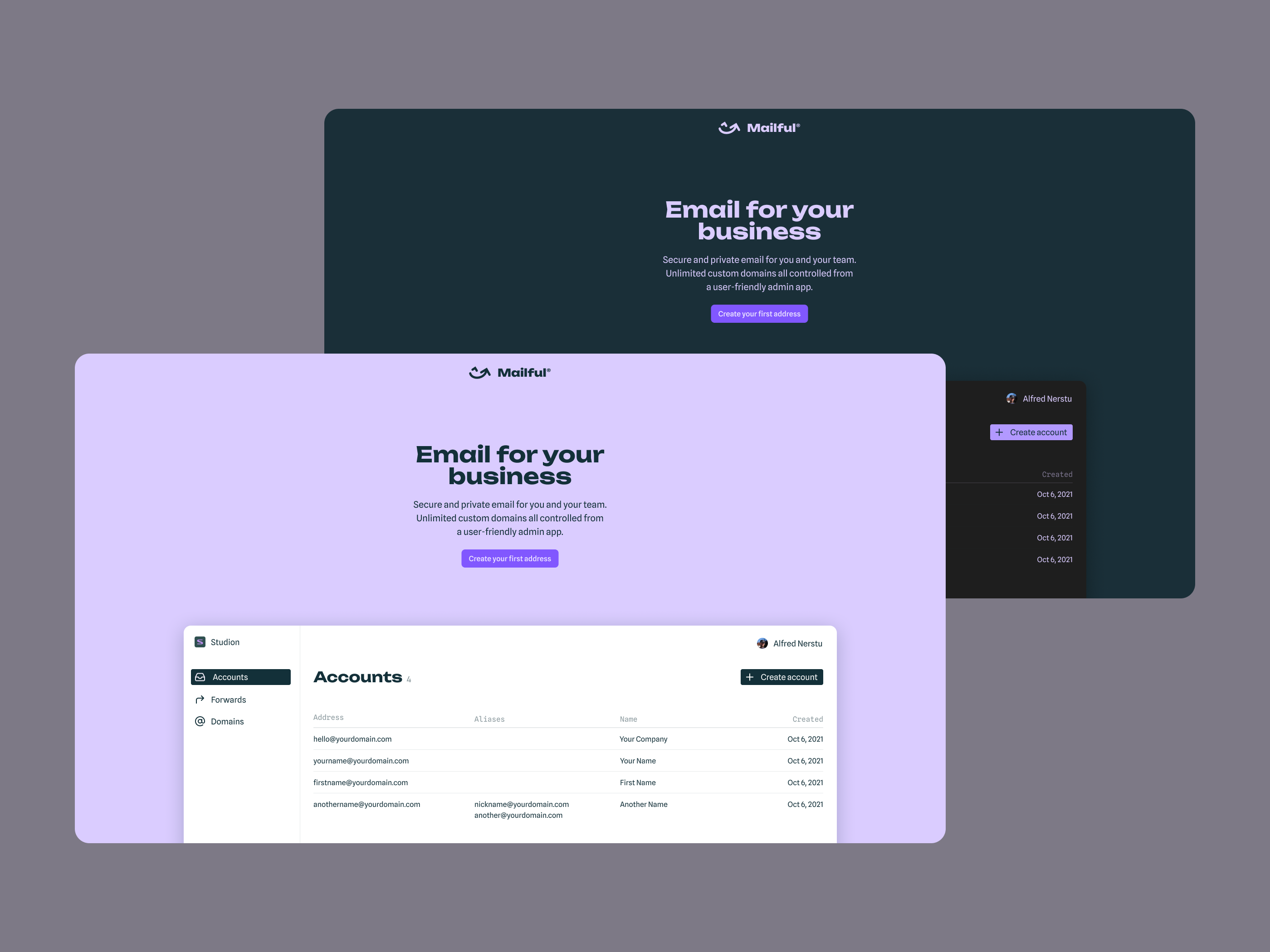 Mailful marketing website darkmode design graphic design landing page marketing site saas ui ux webdesign
