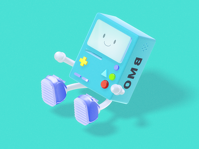 3D BMO with Sneakers 3d adventure adventure time bmo cartoon flat game icon illustration isometric logo minimal model phone time vector video