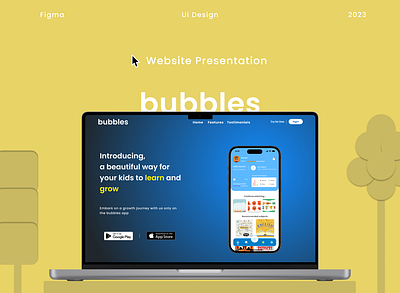 Website Presentation - bubbles - Kids Education App design figma ui ux
