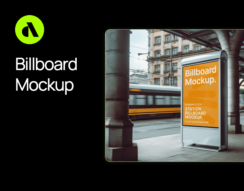 Billboard Mockup On Street With Station Advertising artboard studio billboard billboard design billboard mockup branding design free free billboard mockup free mockup free mockups graphic design illustration mockup station billboard station billboard mockup