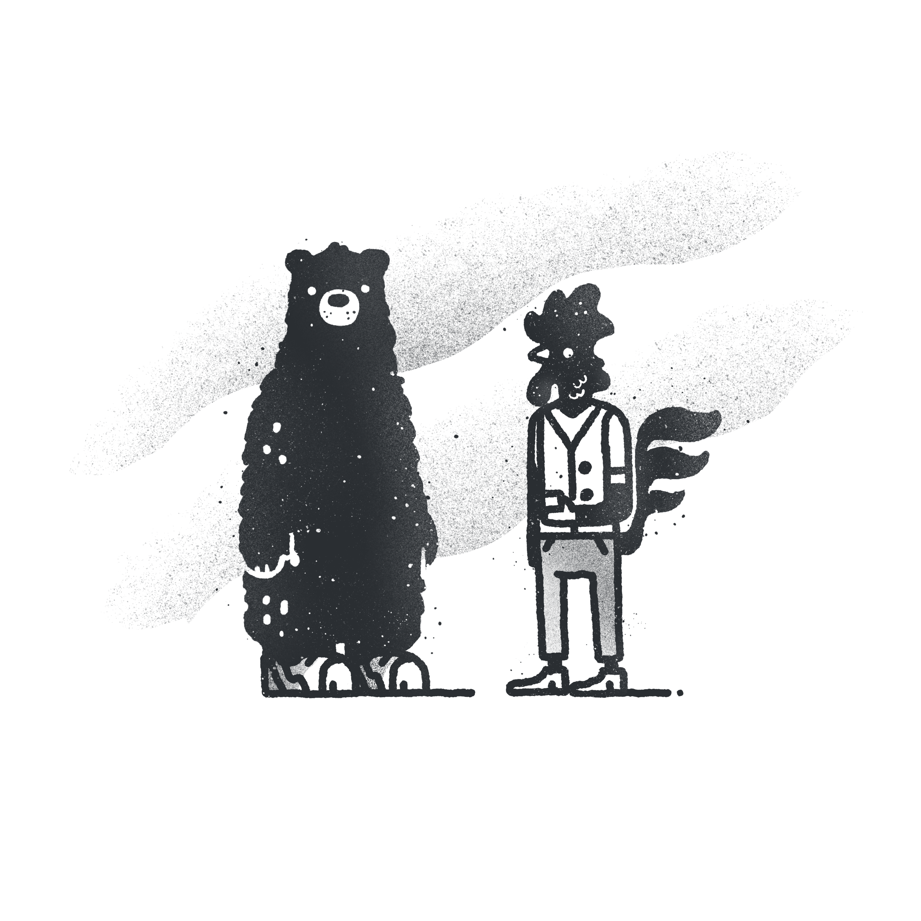 Bear + Rooster animal bear cute doodle grunge illustration procreate rooster