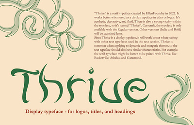 "Thrive" botanical calligraphy font display typeface energy font design glyphs3 graphic design natural poster poster design typeface design typography