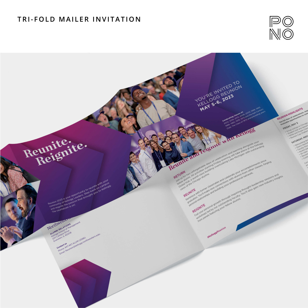 Reunion Event: Kellogg School of Management at Northwestern branding business school chicago email event graphics invitation kellogg northwestern university reunion signage social university visual identity web