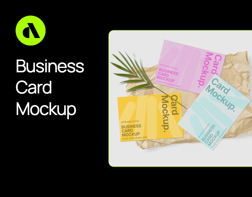 Realistic Business Card Mockup With Wrinkled Paper And Prop artboard studio brand identity branding business card business card design business card mockup design free free business card mockup free mockup free mockups graphic design illustration mockup