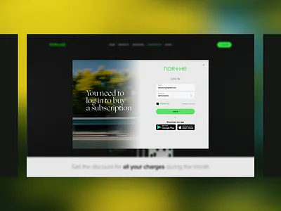 Log-in pop-up for Northe charging design popup subscription ui ui design uiux uiux design website