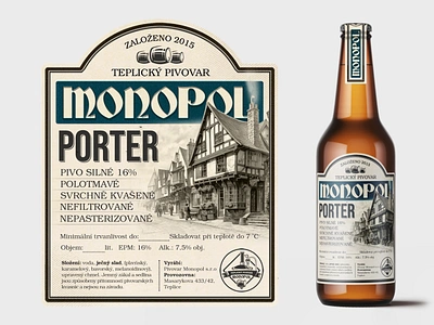 Monopol Porter beer bottle graphic design label monopol packaging porter print vintage