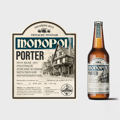 Monopol Porter beer bottle graphic design label monopol packaging porter print vintage