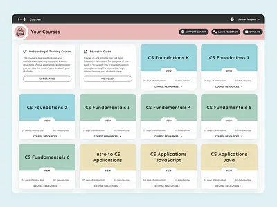 Computer Science LMS: Courses design lms ui ux
