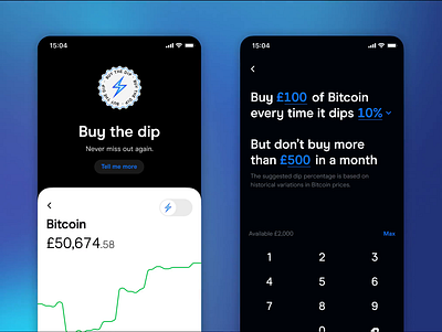 Buy the dip | Crypto app concept animation app blockchain crypto darkmode fintech mobile product design ui web3