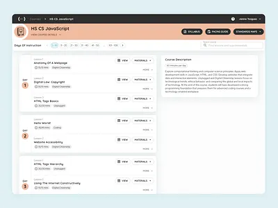 Computer Science LMS: Course Page design lms ui ux