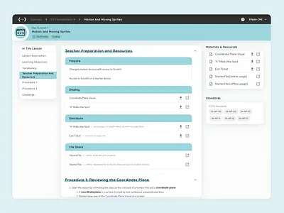 Computer Science LMS: Lesson Plan design lesson lms ui ux