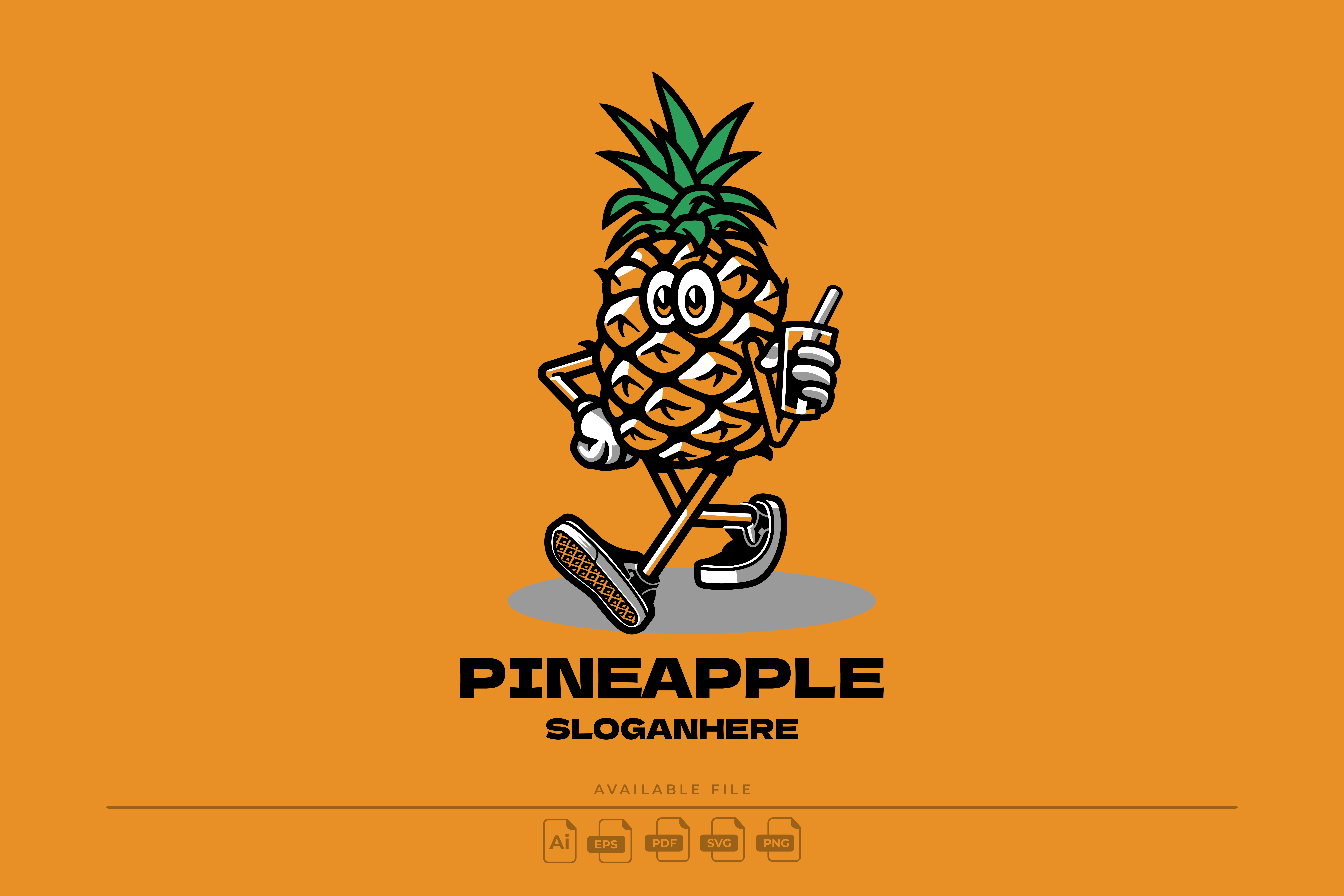 Pineapple Mascot Logo branding cartoon design drink food graphic design icon illustration juice logo mascot pineapple sneakers vector
