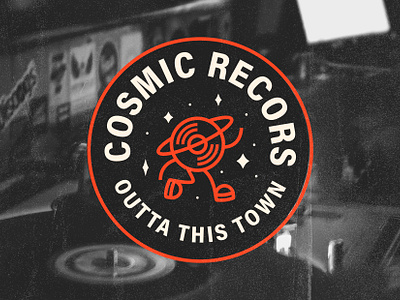 Cosmic Records art clothing brand creative diy fashion graphic design illustration mascot music punk rock quirky records space type universe vintage badge vinyl