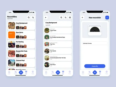 Vinyl Collection Manager: Bins design mobile music ui ux vinyl