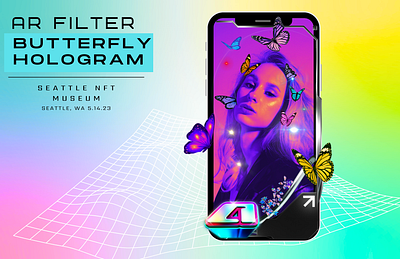 AR Filter: Butterfly Hologram augmented reality face filter nft