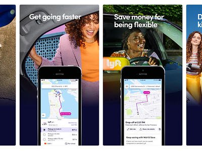 Lyft iOS Mode Selector Sub-modifiers & Nav Drawer Screenshots app app store aso bikeshare growth ios iphone lyft mode selector modes modifiers nav navdrawer navigation real estate ride modes rideshare screenshots ui ux