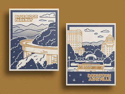 Blue Ridge Parkway & Downtown Asheville asheville design graphic design illustration north carolina vector