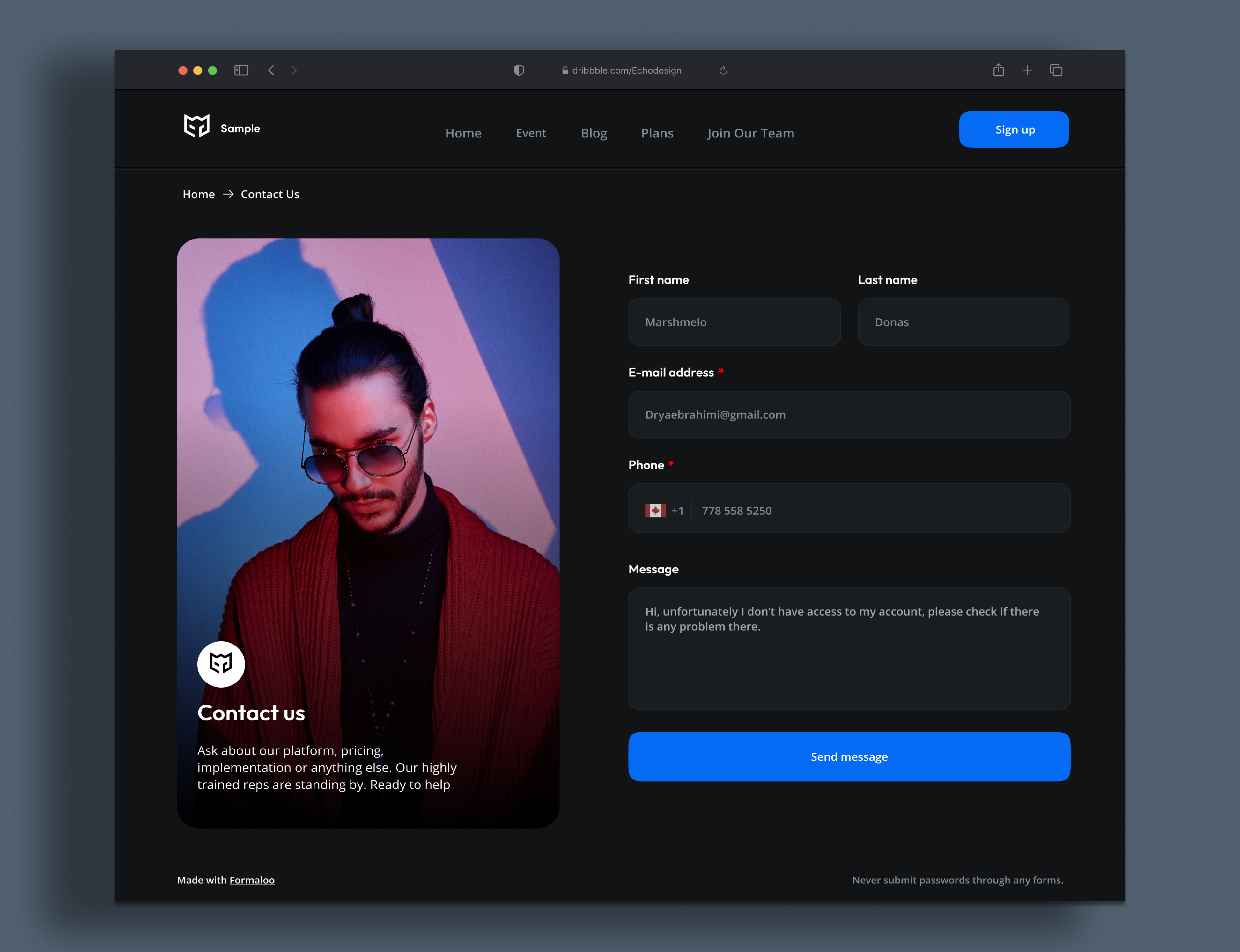 Contact us contact us customer service digital form modal no code web design