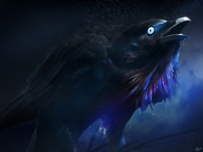 Raven art comic crow digital drawing fantasy handdrawn illustration noai procreate raven