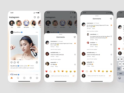 📱Instagram - Comment Flow app app design clean clean app design comment comment feature gradient app idol instagram ios itzy reply ryujin social media ui uiux