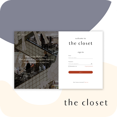 The Closet Sign In design signin signup ui