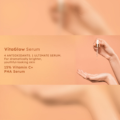 VitaGlow Serum (Amazon A+ Content) ad design amazon a plus content banner beauty graphic design serum skin skin care