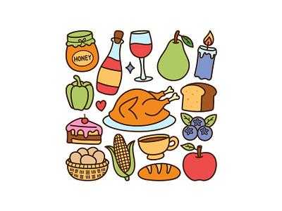 Thanksgiving Handdrawn cupcake cute doodle icon illustration thanksgiving turkey vector