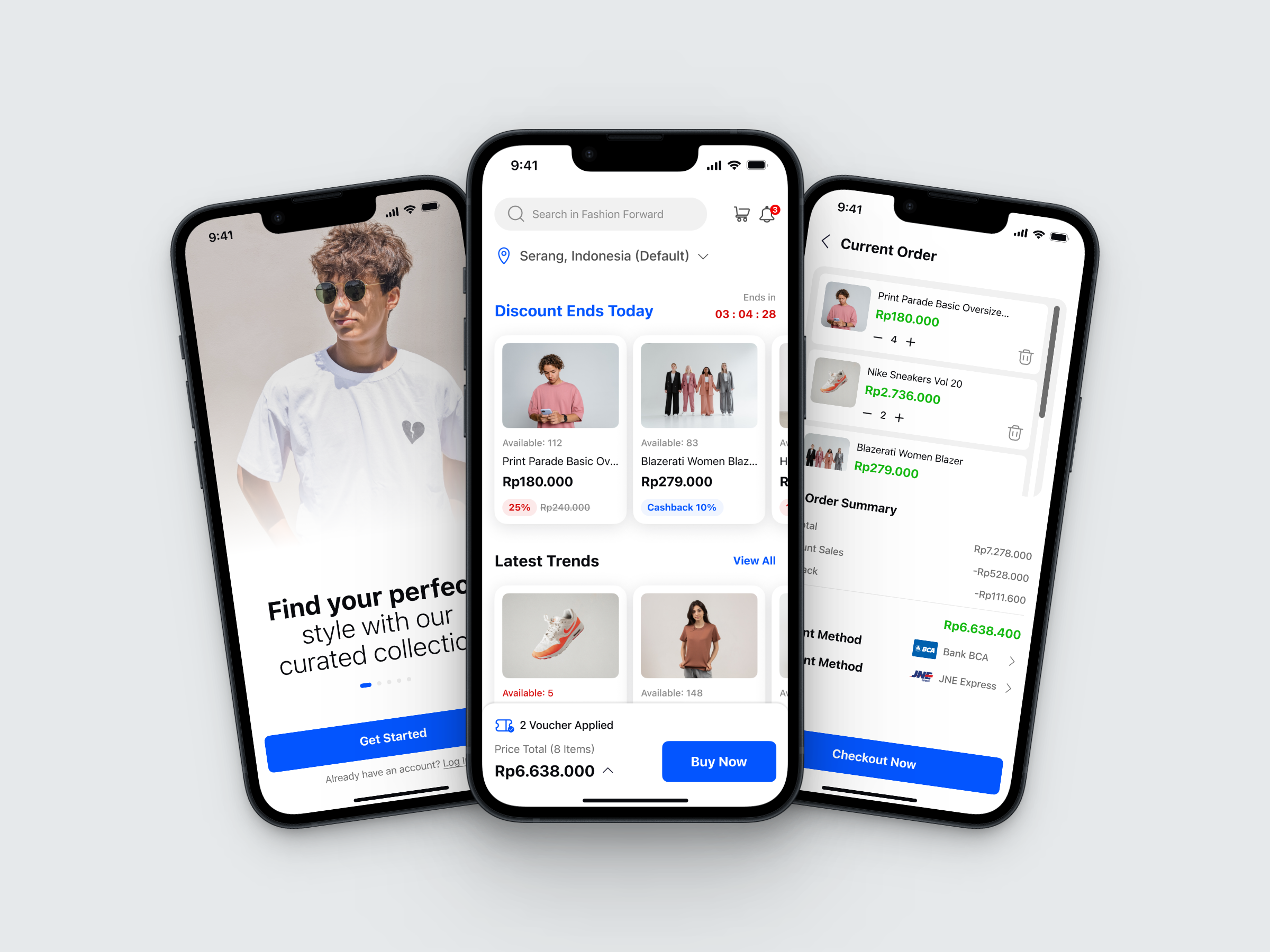 Fashion Forward - Fashion Mobile App app application blue clean clothing design e commerce fashion ios marketplace minimalist mobile app mobile app design point of sales pos sales store t shirt ui ux